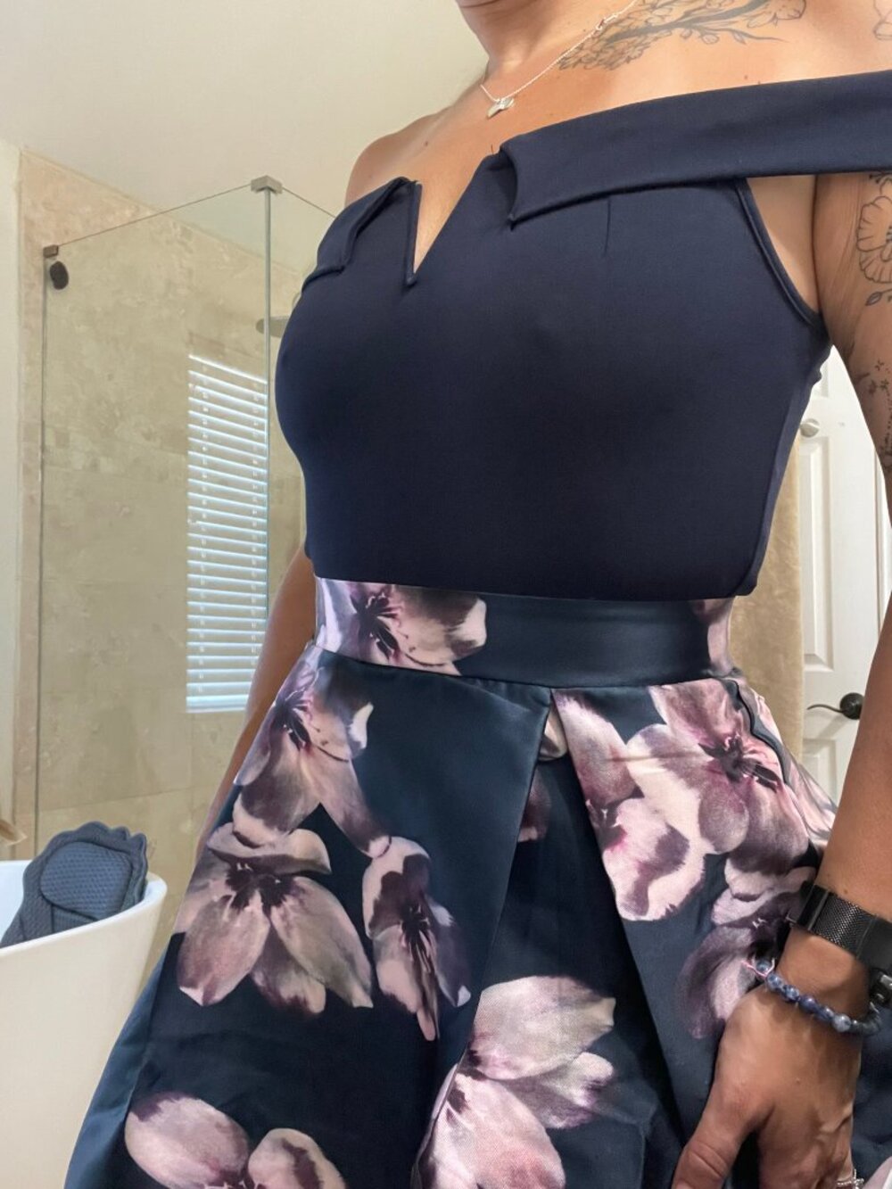 X Paris Navy Floral Midi Dress - Picture 7 of 9